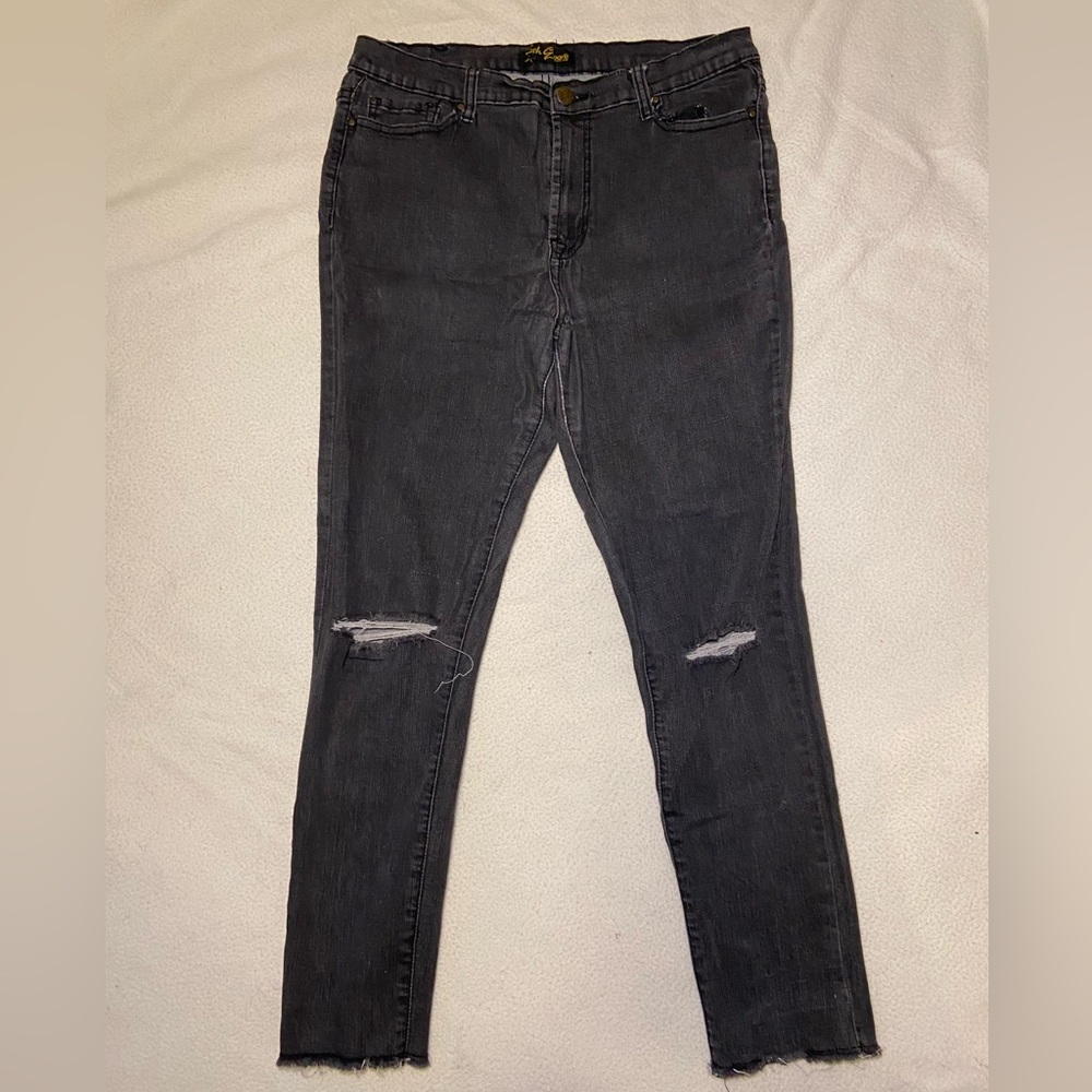 Edgy Charcoal Distressed Skinny Jeans